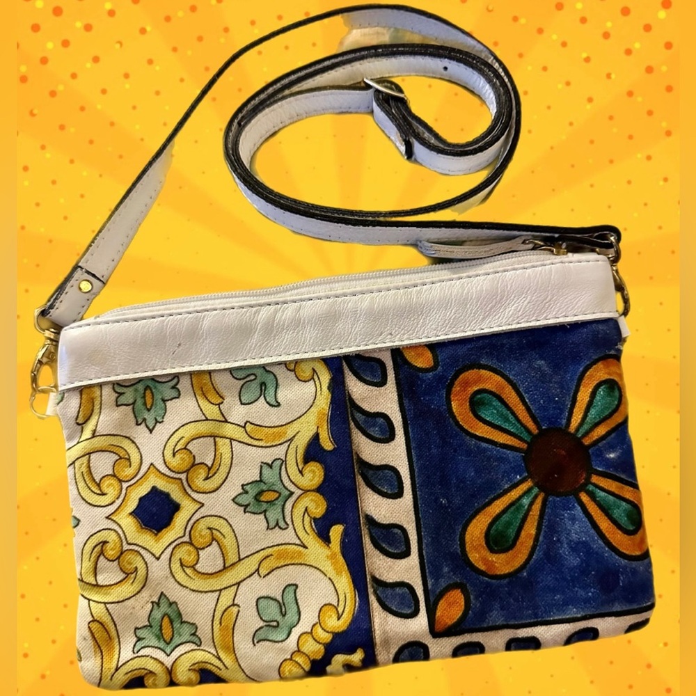 Vera Pelle Leather & Fabric Crossbody